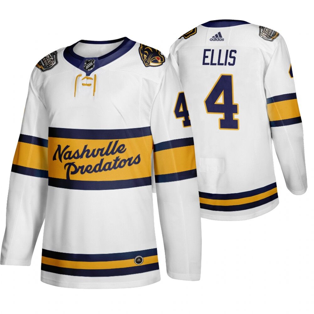 Men's Adidas Nashville Predators #4 Ryan Ellis White Stitched NHL Jersey